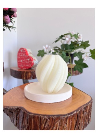 Spiral Kütük Mum 9 cm Kokusuz Beyaz 1 Adet