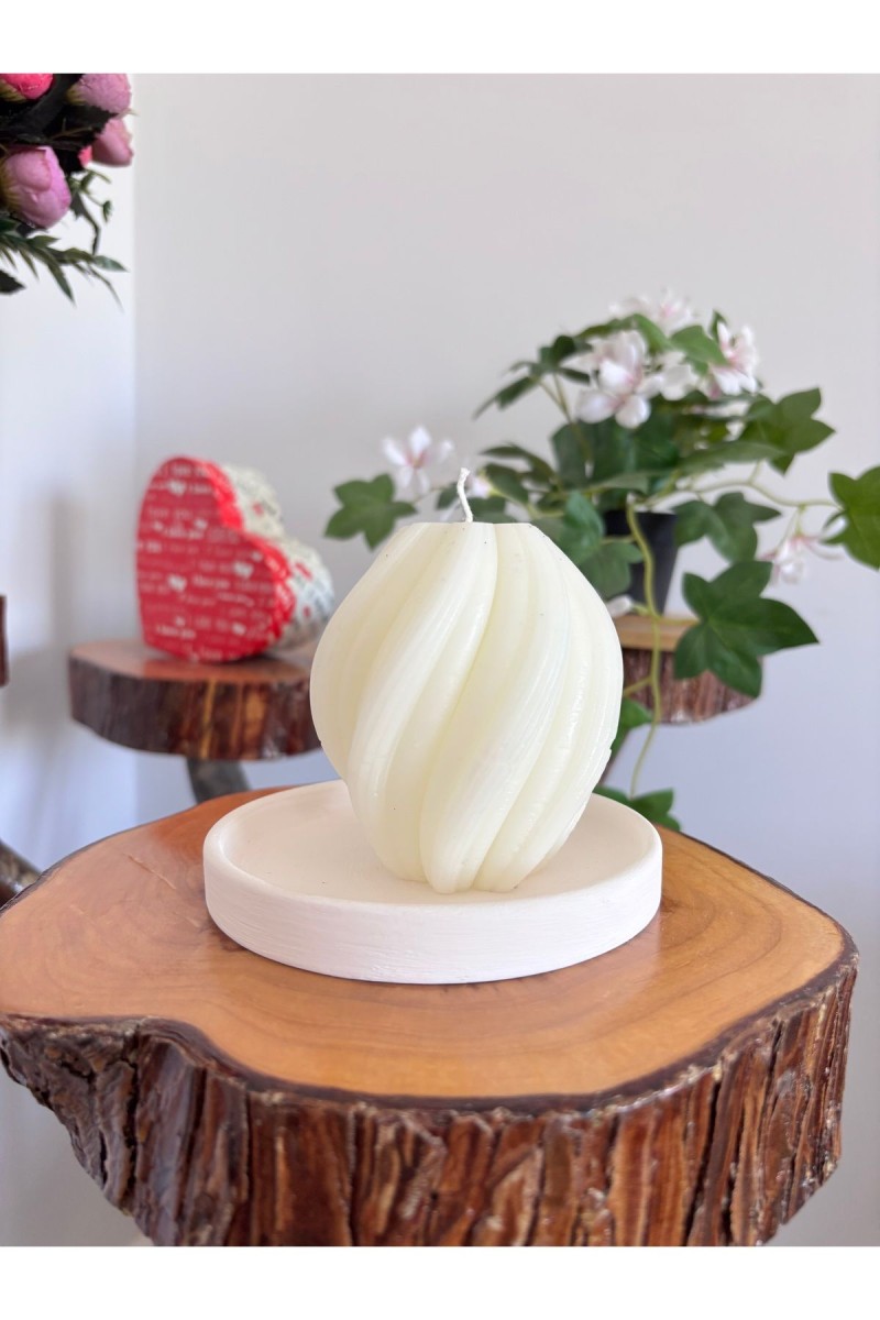 Spiral Kütük Mum 9 cm Kokusuz Beyaz 1 Adet Spiral Kütük Mum 9 cm Kokusuz Beyaz 1 Adet