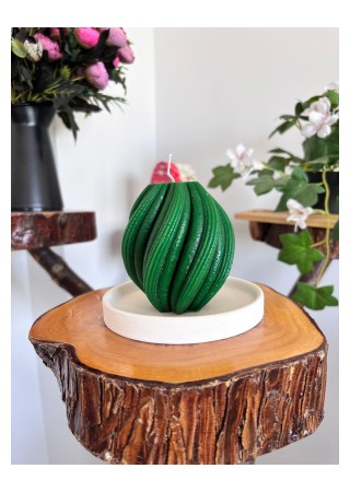 Spiral Kütük Mum 9 cm Kokusuz Yeşil 1 Adet