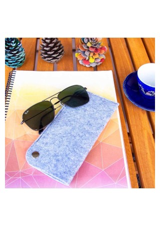 Bellalithe Özel Tasarım Gözlük Kılıfı One Click, Özel Tasarım Gözlük Kabı Gri