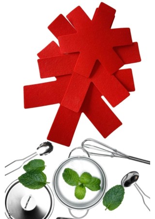 Tava Çizdirmez, Borcam Koruyucu, Keçeden Tencere Koruyucu, Keçeden Tencere Altlığı 3 Adet Kırmızı