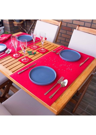 Bellalithe Şık Amerikan Servis Takımı 6 Parça (2 Adet 40x60 Runner, 4 Adet 10x10 Bardak Altlığı)