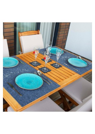 Bellalithe Şık Amerikan Servis Takımı 6 Parça (2 Adet 40x60 Runner, 4 Adet 10x10 Bardak Altlığı)