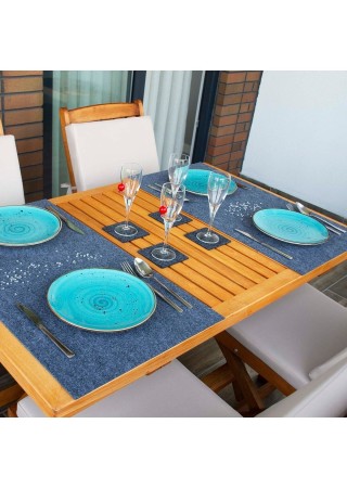 Bellalithe Şık Amerikan Servis Takımı 6 Parça (2 Adet 40x60 Runner, 4 Adet 10x10 Bardak Altlığı)