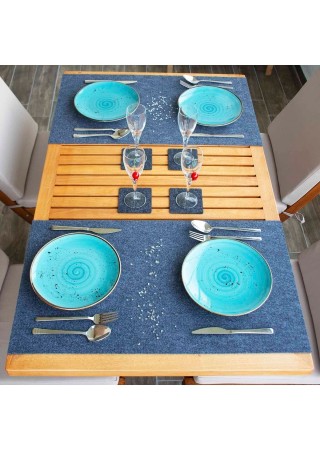 Bellalithe Şık Amerikan Servis Takımı 6 Parça (2 Adet 40x60 Runner, 4 Adet 10x10 Bardak Altlığı)