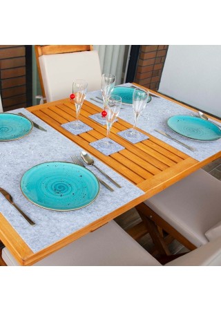 Bellalithe Şık Amerikan Servis Takımı 6 Parça (2 Adet 40x60 Runner, 4 Adet 10x10 Bardak Altlığı)