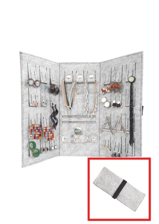 Katlanabilir Seyahat Takı Çantası Cüzdanı Düzenleyici Organizer Gri