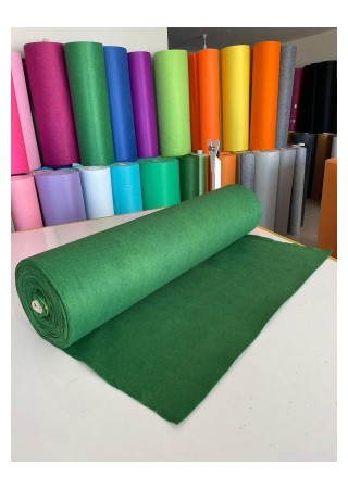 Rulo Bazlı İnce Keçe Kumaş 10 Metre Çimen Yeşili (Eni 1 metre x Boyu 10 metre) Toptan İnce Keçe