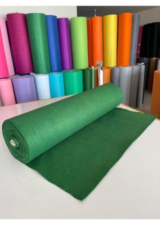 Rulo Bazlı İnce Keçe Kumaş 10 Metre Çimen Yeşili (Eni 1 metre x Boyu 10 metre) Toptan İnce Keçe