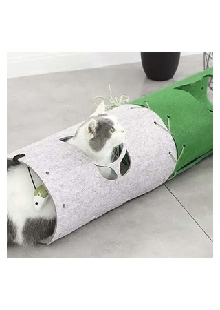 Kedi Tüneli 3'lü Eklenebilir Fonksiyonel Evcil Hayvan Oyuncağı Tüneli Yeşil