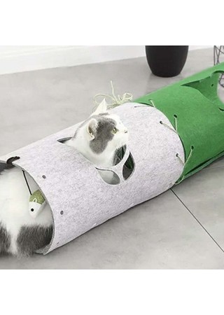 Kedi Tüneli 3'lü Eklenebilir Fonksiyonel Evcil Hayvan Oyuncağı Tüneli Yeşil