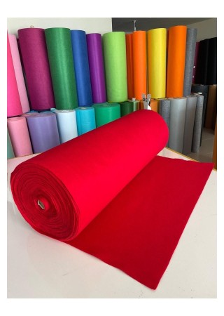 Rulo Bazlı İnce Keçe Kumaş 10 Metre Kırmızı (Eni 1 metre x Boyu 10 metre) Toptan İnce Keçe