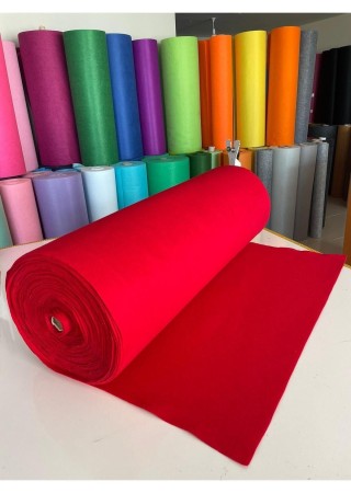 Rulo Bazlı İnce Keçe Kumaş 10 Metre Kırmızı (Eni 1 metre x Boyu 10 metre) Toptan İnce Keçe
